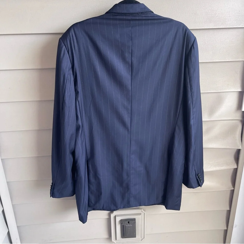 Ermenegildo Zegna Blazer Mens 44 L ? 100% Wool Blue Striped 3 Button Sports Coat